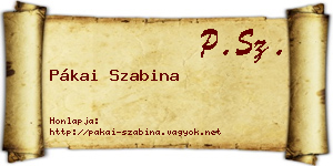 Pákai Szabina névjegykártya